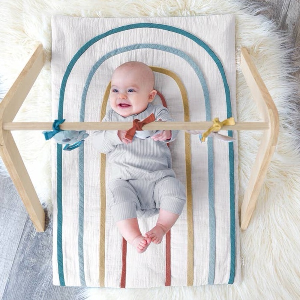 Itzy Ritzy Rainbow Quilted Cotton Tummy Time Activity Mat